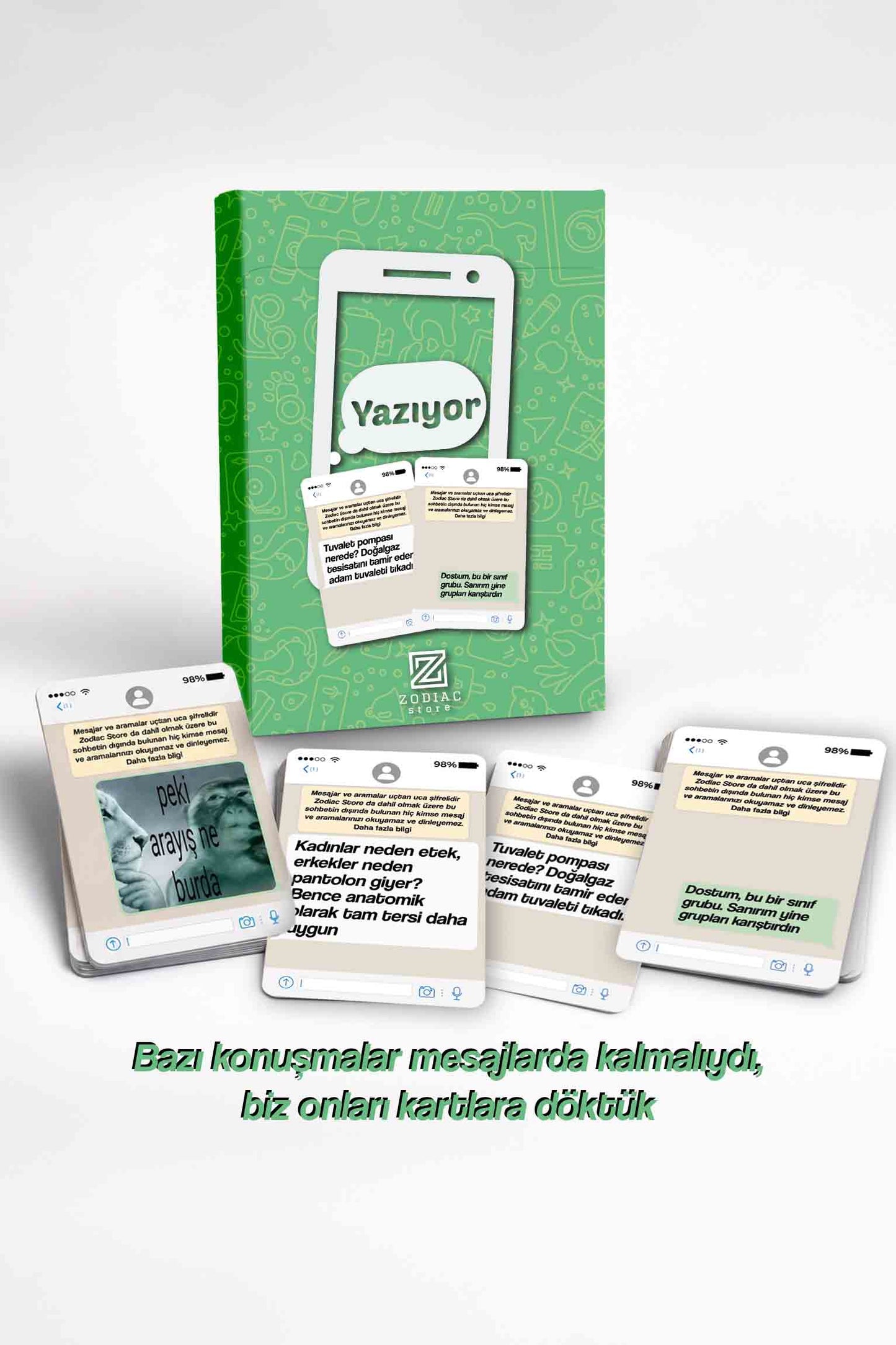 Yazıyor … Whatsapp Temalı Eğlenceli Parti Oyunu – 108 Cevap & 60 Mesaj Kartı