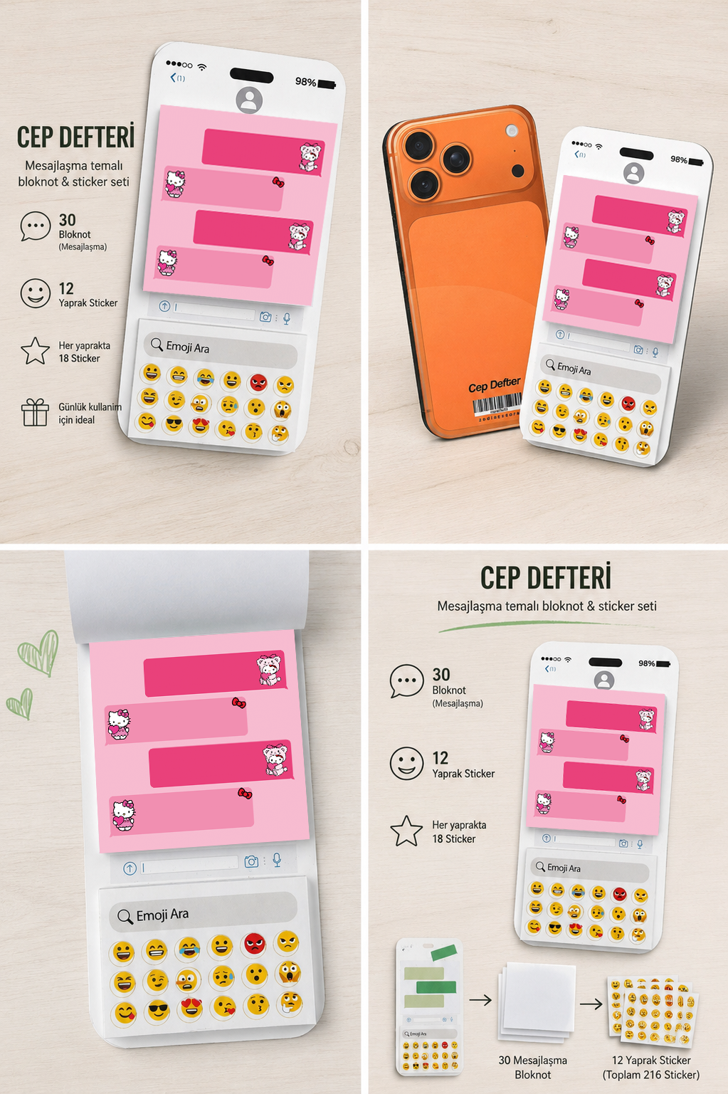 Cep Defteri Kız Paketi – Kuromi ve Hello Kitty Temalı 2'li Set