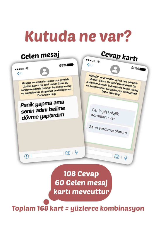 Yazıyor… (+18) Eğlenceli Parti Oyunu – 108 Cevap & 60 Mesaj Kartı